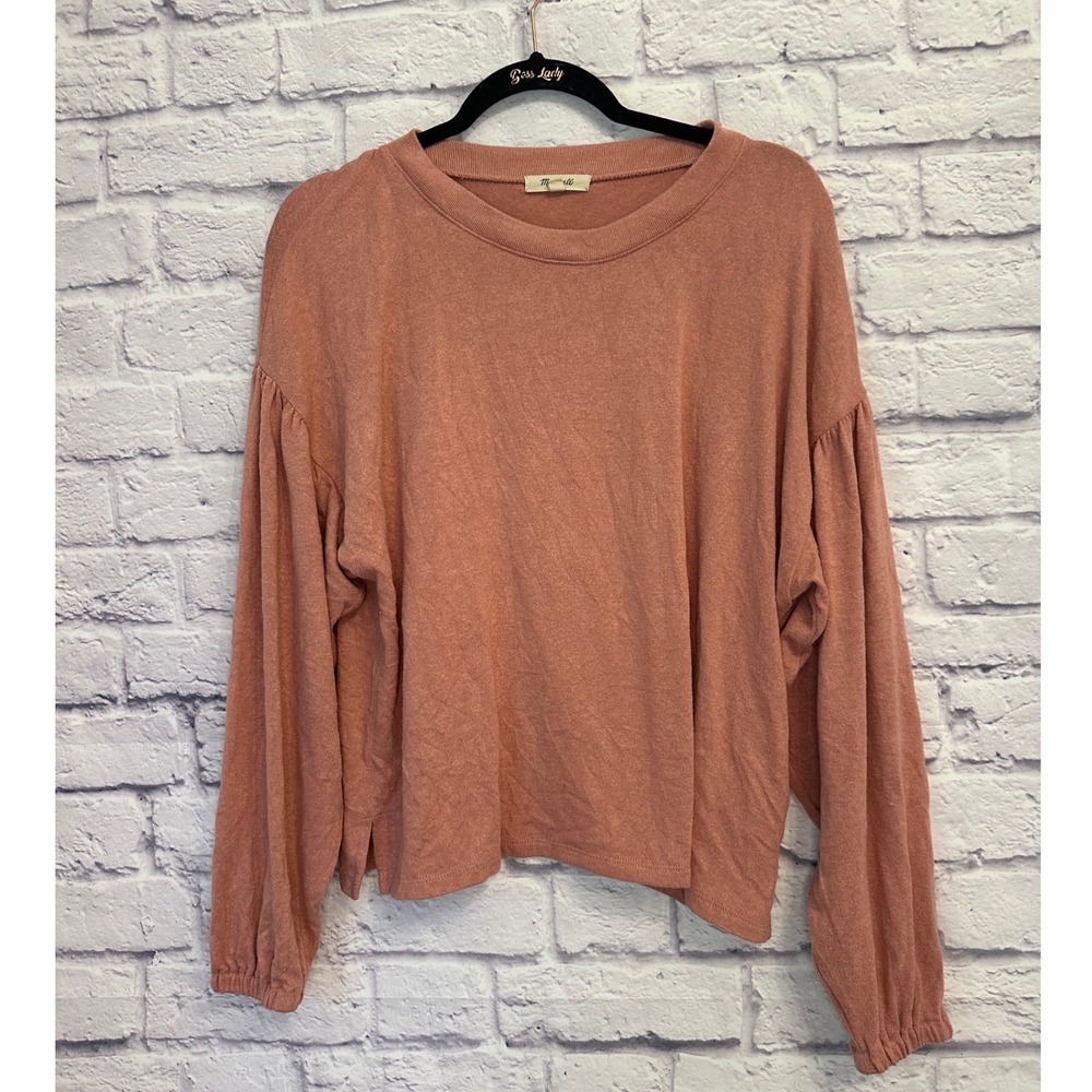 Madewell Dusty Rose Long Sleeve Peasant Top